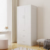 2 Door Wardrobe Double Wardrobe with 3 Drawers Storage Closet with Hanging Rail