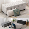 Linen Fabric Window Storage Seat Bench Stool Ottoman Deep Button Lift Up Lid