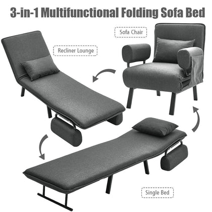 3in1 Convertible Sofa Bed Folding Sleeper Space Saving Couch Lounger with Pillow