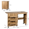 Folding Sewing Table 2 IN 1 Rolling Craft Table Home Office Desk Workstation