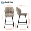 2 Pcs Beige PU Bar Stools Restaurant Bar Stools Soft Padded Seat Back Metal Legs