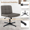 PU Leather Upholstered Armless Cross Legged Office Desk Chair No Wheels(Grey)