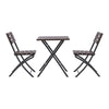 Bistro Table & Chairs Set Wood Grain Effect Garden Foldable Plastic 3 Piece Set