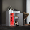 High Gloss White RGB LED Sideboard Cabinet Storage Doors Living Room Cupboard
