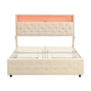 Upholstered Bed Frame Velvet 5ft King Size Bed w/ 4 Storage Drawers LED Light