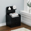 Bedside Cabinet with 2 Drawer Space Save Nightstand Table And Open Storage Shelf