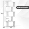 5-Tier Bookshelf Geometric S-Shaped Bookcase Modern Display Shelf-White
