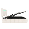 OTTOMAN STORAGE BED FRAME WITH HEADBOARD & NIGHT LIGHT, DOUBLE KING 4FT6 5FT