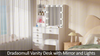 Dressing Table Mirror Drawers Vanity Makeup Desk Stool Set With LED Lights White