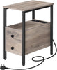 Side Table Narrow Bedside Table Nightstand Greige 30 x 48 x 61.5 cm