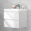 Bathroom Cabinet Vanity Unit Sink Basin Storage Ceramic Wall Hung 600 White