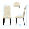 2Pcs Modern Dining Chairs Ergonomic Padded Fabric Chairs w/Adjustable Feet Beige