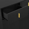 SIDEBOARD SHOE CABINET UNIT WITH 2 DRAWERS STORAGE AND ADJUSTABLE SHELVES, BLACK