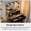 Vanity Table Set Large Makeup Dressing Desk w/ Lighted Mirror and Storage Stool