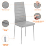 Set of 4 Dining Chairs Padded Seat High back Metal Legs Home Furniture