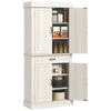 Freestanding Kitchen Cupboard, Tall Storage Cabinet w/ Drawer and Shelves, White