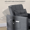 Single Chair Bed, Pull Out Sleeper Chair with Adjustable Backrest, Grey