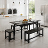 Wooden Dining Table with Stools Benches 120-160cm Extending Kitchen Dining Table