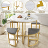 Dining Table and Chairs Set of 4 Space-Saving Kitchen Table Stools w/ Metal Legs