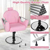 Hydraulic Pump Shampoo Chair Reclining Salon Chair w/Adjustable Height-Pink