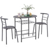 3 Pcs Compact Dining Room Set Kitchen Breakfast Bar Table with Storage Shelf