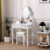 White Dressing Table with Mirror and Stool, 5 Drawers for Storage, 75x40x141.5cm