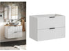 Bathroom Vanity Unit 800mm Ribbed Textured White Modern Wall Hung Floating Adel