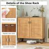 GYMAX 2-Door Shoe Cabinet 4-Tier Shoe Rack Storage Organizer Teak