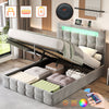 Hydraulic Ottoman Storage Bed 4ft6 Double Upholstered Bed Frame with LED Grey
