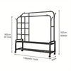 Heavy Duty Double Clothes Rail Rack Garment Hanging Stand Open Wardrobe Shelf