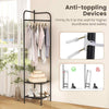 Freestanding Hall Tree Corner Coat Rack with Top Hanger & 2 Mesh Shelves