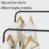 Portable Rolling Clothes Rail Metal Dual-bar Garment Rack Stand Corner Boutique
