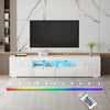 200cm All High Gloss White TV Stand Cabinet Unit Storage with RGB LED Cupboard