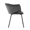 Set of 2 Grey Dining Chairs Velvet Padded Seat Metal Legs Kitchen