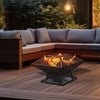 SQUARE FIRE PIT BBQ GRILL HEATER OUTDOOR GARDEN FIREPIT BRAZIER PATIO OUTSIDE