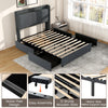 Double Size Bed Frame Upholstered Platform Bed w/ LED Lights