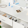 White Dressing VanityTable Wood Makeup Desk with LED Mirror 5 Drawers Stool