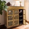 Wisfor 4 Tier Bamboo Shoe Storage Cabinet Cupboard Rack Organiser w/ Doors Shelf