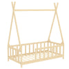 Natural Pine Wood Single Bedframe Toddler Kid Bed Sleep Station with Side Grill