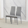 2Pcs Grey Leather Dining Chairs Kitchen Dinning Room Metal Leg Padded Seat Home