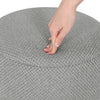Round Stool with Storage Space Footstool Linen Cover Padded Ottoman Wood Legs