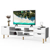 140cm High Gloss White TV Stand Cabinet Unit Doors Storage with LED Cupboard
