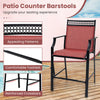 2 PCS Outdoor Patio Chair Fabric Bar Stool Metal Frame Counter Height Chairs