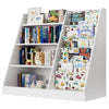 Kids Bookshelf and Toy Organizer Storage , 4 Tier Wooden Kids Book Shelf White