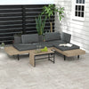 3 Piece L Shaped Garden Sofa Set with Table Cushions Outdoor Patio Furniture Set