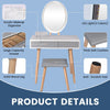 Modern Dressing Table Set with Light Mirror Stool Makeup Desk with Drawer Grey