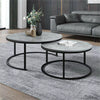 Round Nesting Coffee Table Set of 2 Solid Marble Grey Side End Desk Accent Table