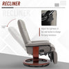 PU Recliner Chair Grey Swivel Armchair Lounge Chair With Footrest & Wooden Base