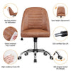 Faux Leather Mid Back Office Chair Adjustable Armless Vanity Chair, Retro Brown