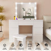 7 Drawer Dressing Table Wood Makeup Desk with Hollywood LED Mirror Bedroom Ealqr